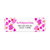 Roze hartpatroon Gepersonaliseerde Valentijn Etiket (Voorkant)