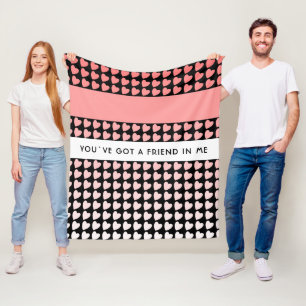 Roze hartpatroon Je hebt een vriend. Fleece Deken
