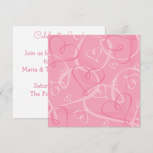 Roze hartpatroon kaart (Voorkant / Achterkant)