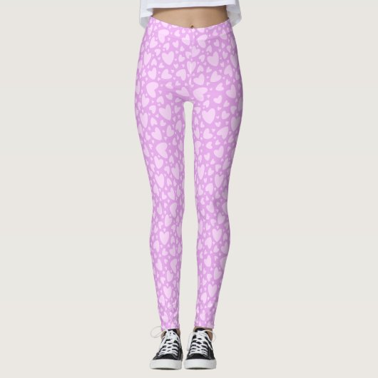 Roze hartpatroon leggings (Voorkant)