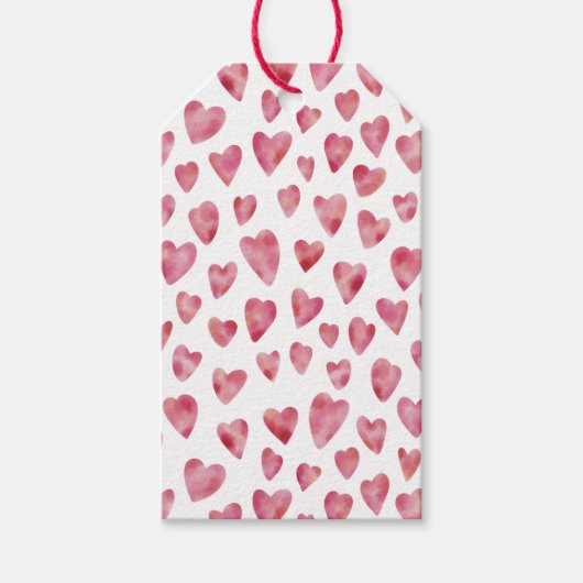 Roze hartpatroon met liefde cadeaulabel (Voorkant)