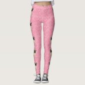 Roze hartpatroon met mopshond in fawntinten uit ee leggings (Voorkant)