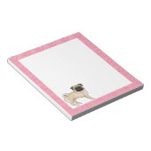 Roze hartpatroon met mopshond in fawntinten uit ee notitieblok (Schuin)