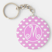 Roze hartpatroon, monogram sleutelhanger (Voorkant)