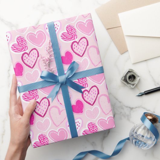 Roze Hartpatroon Mooie Romantische Cadeaupapier (Geschenken)