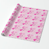 Roze Hartpatroon Mooie Romantische Cadeaupapier (Uitgerold)