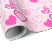 Roze Hartpatroon Mooie Romantische Cadeaupapier (Rol Hoek)