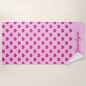 Roze Hartpatroon & Naam Preppy y2k Strandlaken (Voorkant)