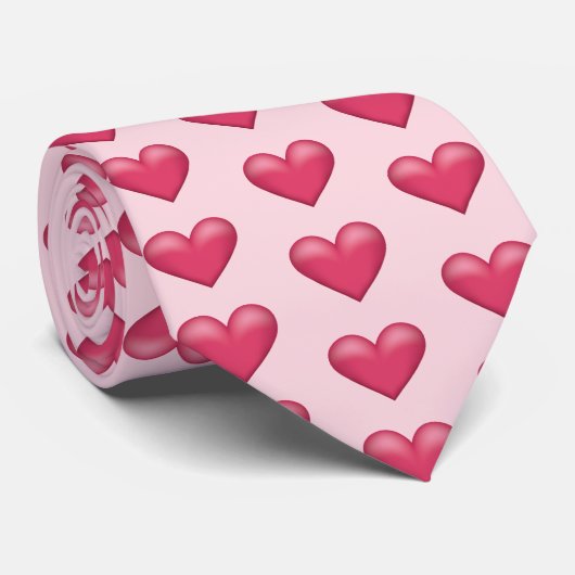 Roze hartpatroon stropdas (Opgerold)