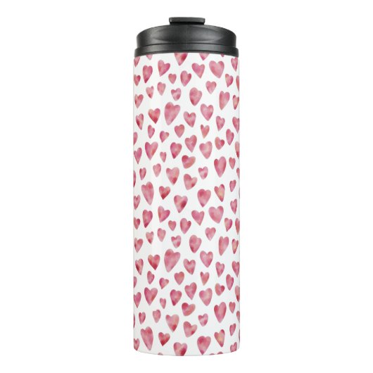 Roze hartpatroon van liefde thermosbeker (Voorkant)