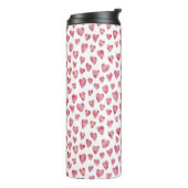 Roze hartpatroon van liefde thermosbeker (Gedraaid links)