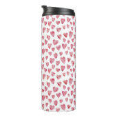 Roze hartpatroon van liefde thermosbeker (Geroteerd rechts)