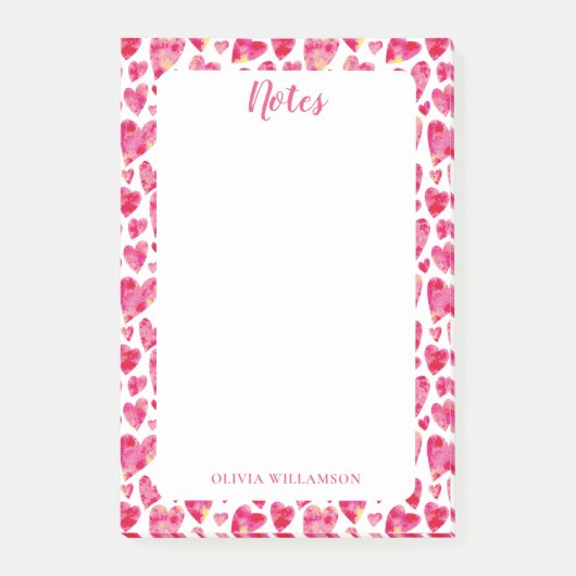 Roze hartpatroon voor takenlijst post-it® notes (Voorkant)