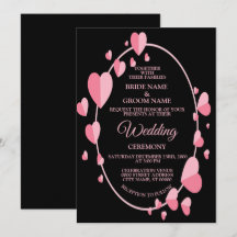 Roze Hartpatroon Zwart Geometrisch Elegant Huwelij