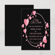 Roze Hartpatroon Zwart Geometrisch Elegant Huwelij