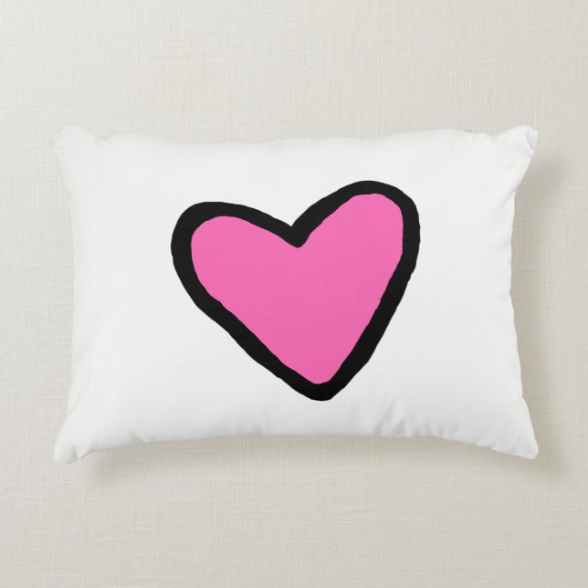 Roze hartpijp decoratief kussen (Voorkant)