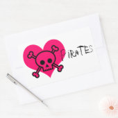Roze hartpiraat rechthoekige sticker (Envelop)
