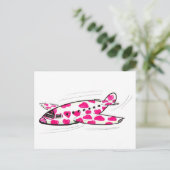 Roze hartplatenkaart briefkaart (Staand voorkant)