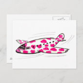 Roze hartplatenkaart briefkaart (Voorkant / Achterkant)