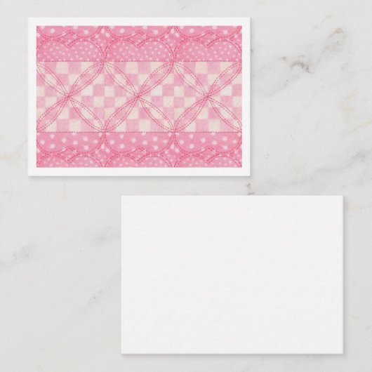 ROZE HARTQUILT 3.5x2.5 Platte Kaart II Notitiekaartje (Voorkant / Achterkant)