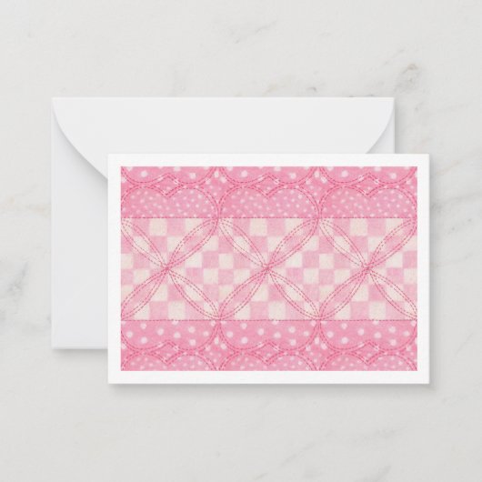 ROZE HARTQUILT 3.5x2.5 Platte Kaart II Notitiekaartje (Voorkant)