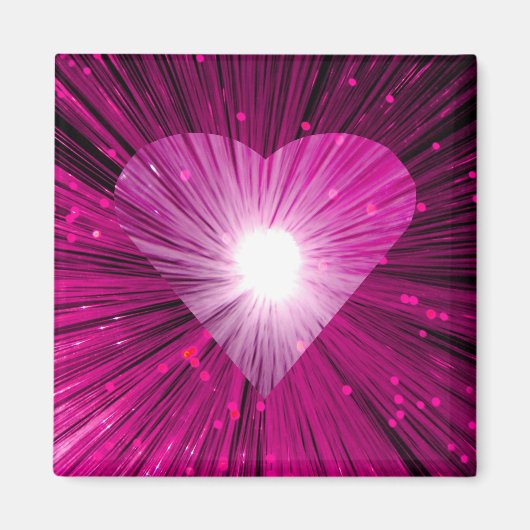 Roze hartritme voorkant magneet (Voorkant)