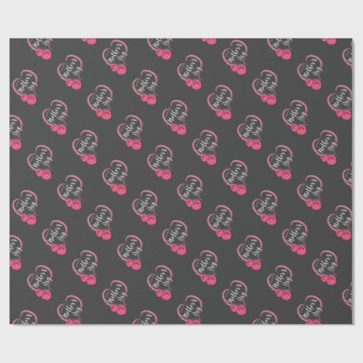 Roze hartritmebloemen Moederdag - Papier voor onmi (Vlak)