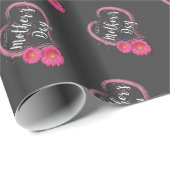 Roze hartritmebloemen Moederdag - Papier voor onmi (Rol Hoek)