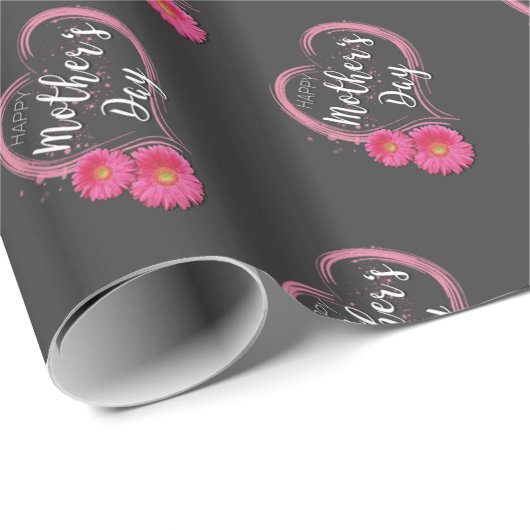 Roze hartritmebloemen Moederdag - Papier voor onmi (Rol Hoek)