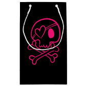 Roze hartritmeeuw en beenderen Kleine Gift Bag Klein Cadeauzakje (Achterkant)