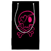 Roze hartritmeeuw en beenderen Kleine Gift Bag Klein Cadeauzakje (Voorkant)