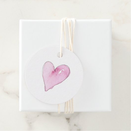 Roze hartritmepatronen Waterverven zonder liefdest Bedankjes Labels (In situ)