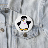 Roze hartritmepijn Penguin Ronde Button 7,6 Cm (In situ)
