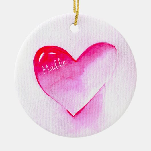 Roze hartrunge pop houdt van me keramisch ornament (Voorkant)