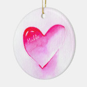 Roze hartrunge pop houdt van me keramisch ornament (Links)