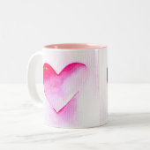 Roze hartrunge pop houdt van me tweekleurige koffiemok (Voorkant links)