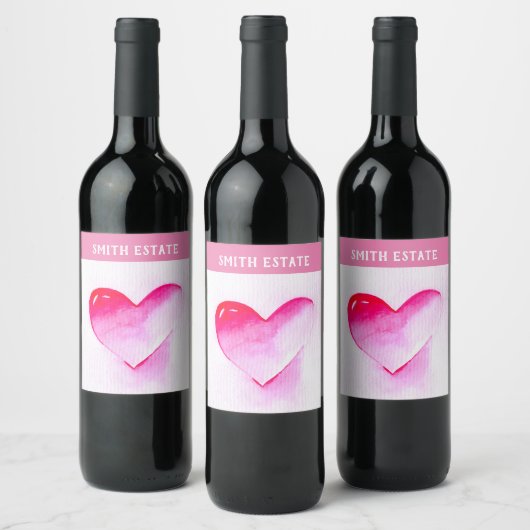 Roze hartrunge pop houdt van me wijn etiket (Flessen)