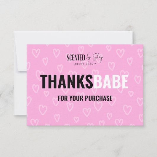 roze hartsatroon bedrijf bedankt kaart (Voorkant)