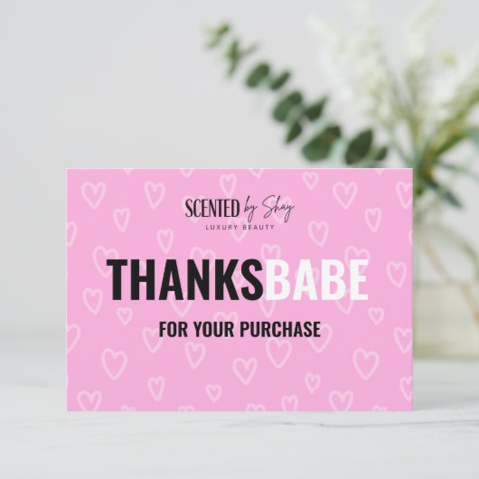 roze hartsatroon bedrijf bedankt kaart (Staand voorkant)