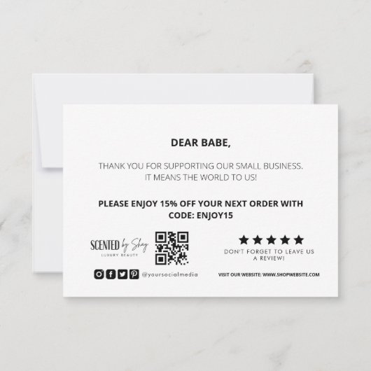 roze hartsatroon bedrijf bedankt kaart (Achterkant)