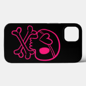 Roze hartschedel en kruisgraten Case-Mate iPhone case (Achterkant (horizontaal))