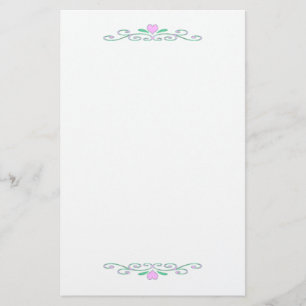 Roze hartscrollen briefpapier