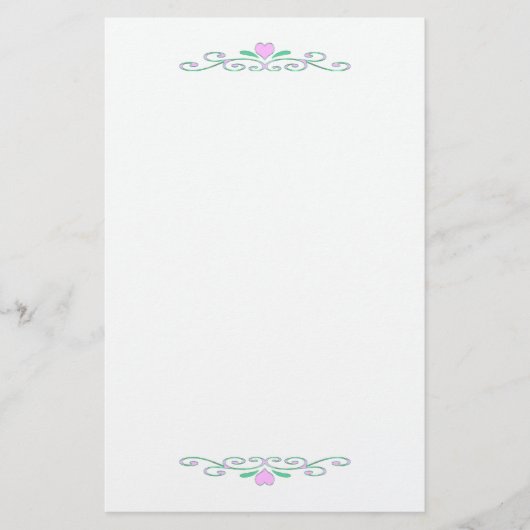 Roze hartscrollen briefpapier (Voorkant)