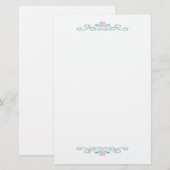 Roze hartscrollen briefpapier (Voorkant / Achterkant)