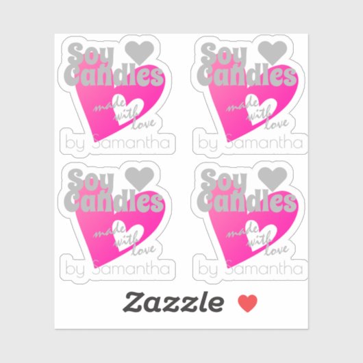 Roze hartsgrijs gemaakt van de liefdessoykaarsen sticker (Vel)