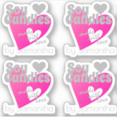 Roze hartsgrijs gemaakt van de liefdessoykaarsen sticker (Voorkant)