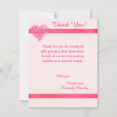 Roze hartslag 4x5 flat bruiloft Hartelijk dank Bedankkaart (Voorkant)