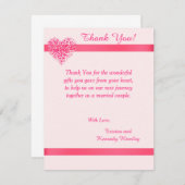 Roze hartslag 4x5 flat bruiloft Hartelijk dank Bedankkaart (Voorkant / Achterkant)