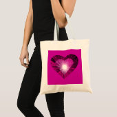 Roze hartslag canvas tas roze (Voorkant (product))