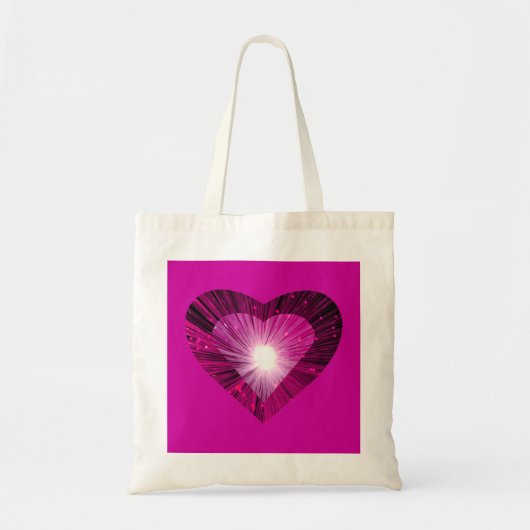 Roze hartslag canvas tas roze (Voorkant)